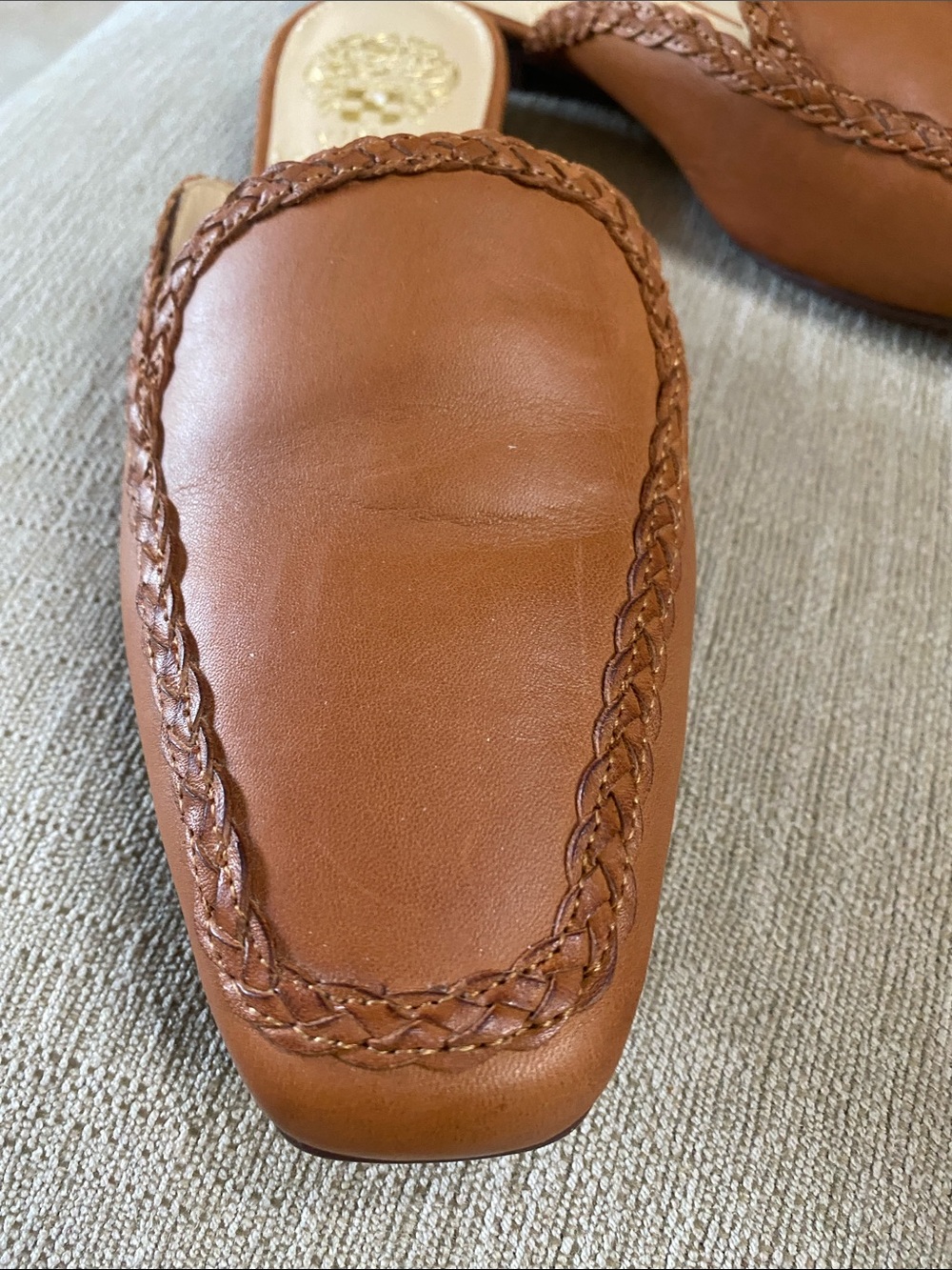 Vince Camuto NEW Cognac Braided Leather Slip-On Mules / Sz 7.5 - Picture 14 of 14